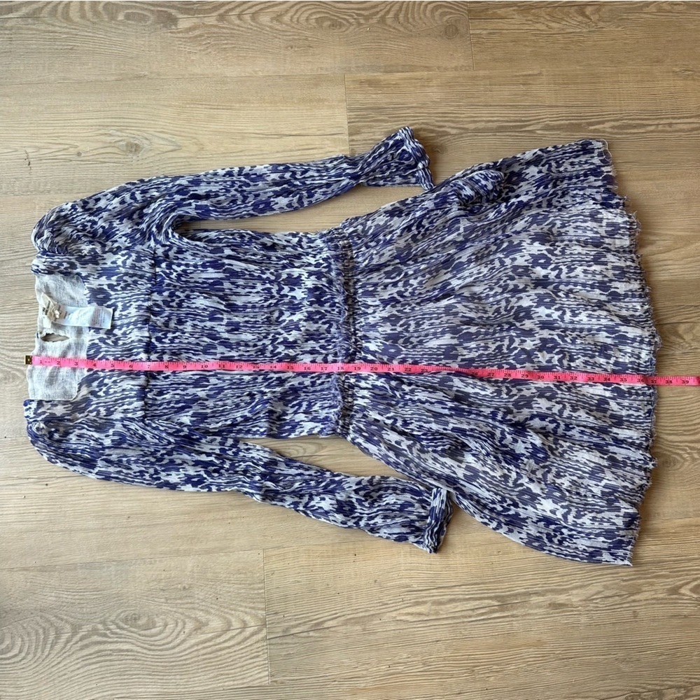Etoile Isabel Marant sz 1 small Blue Patterned Womens Dress 100% silk boho flowy - Picture 5 of 9